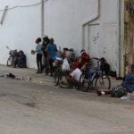 Community gathering at feed the homeless program